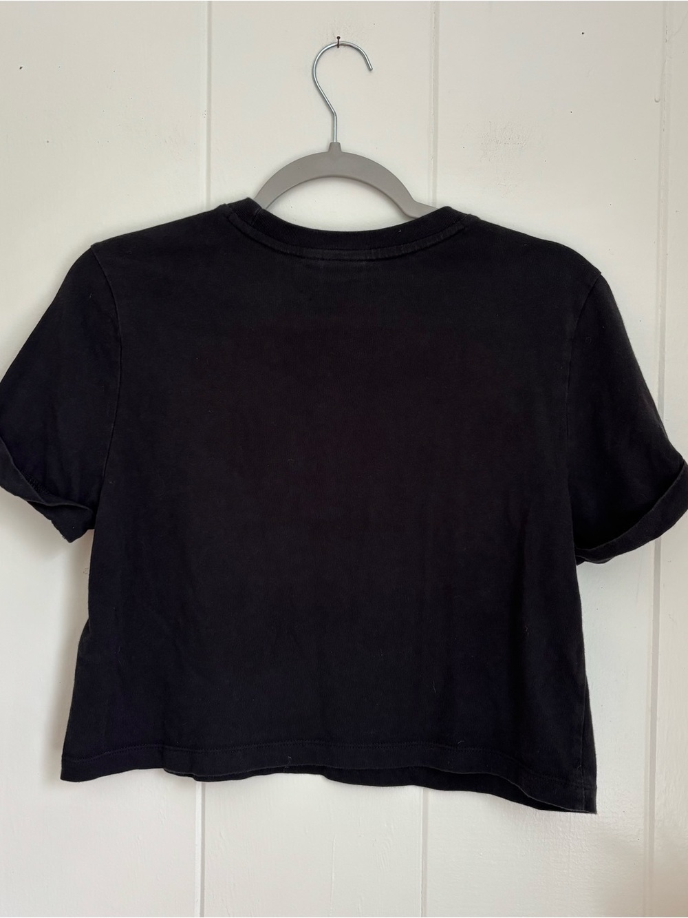 adidas Black Cropped Short Sleeve Tee with White Trefoil Logo - Picture 5 of 5